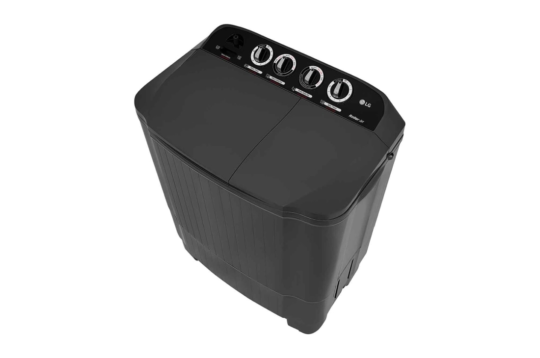 LG Twin Tub Washer 7/3.5KG with Roller Jet Plusator And 3 Washing Programs,Middle Black, Top Right perspective, P1261RONT, thumbnail 11