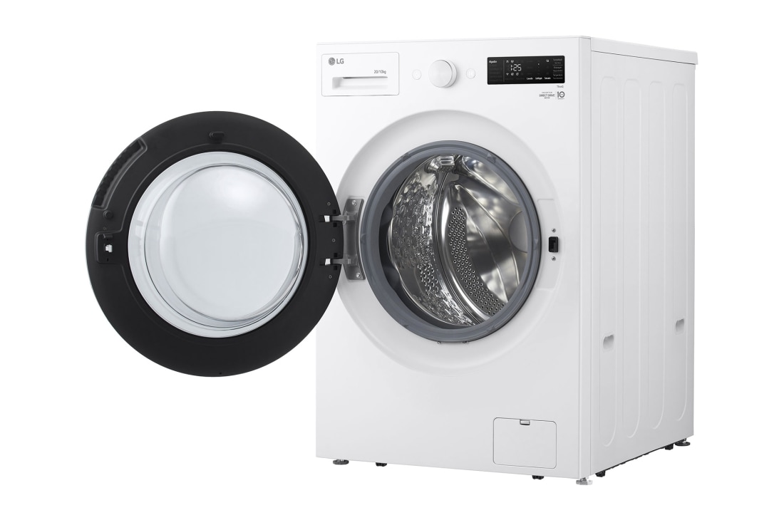LG Washer Dryer Combo 20/10kg, Direct Drive Motor, Smart Diagnosis, Essence White Color, Right view with open door, WDN2010WRP, thumbnail 13
