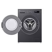 LG Washing Machine 8KG, Direct Drive Motor, Smart Diagnosis, Middle Black Color, front view with open door, F2Y1TYP6J, thumbnail 2