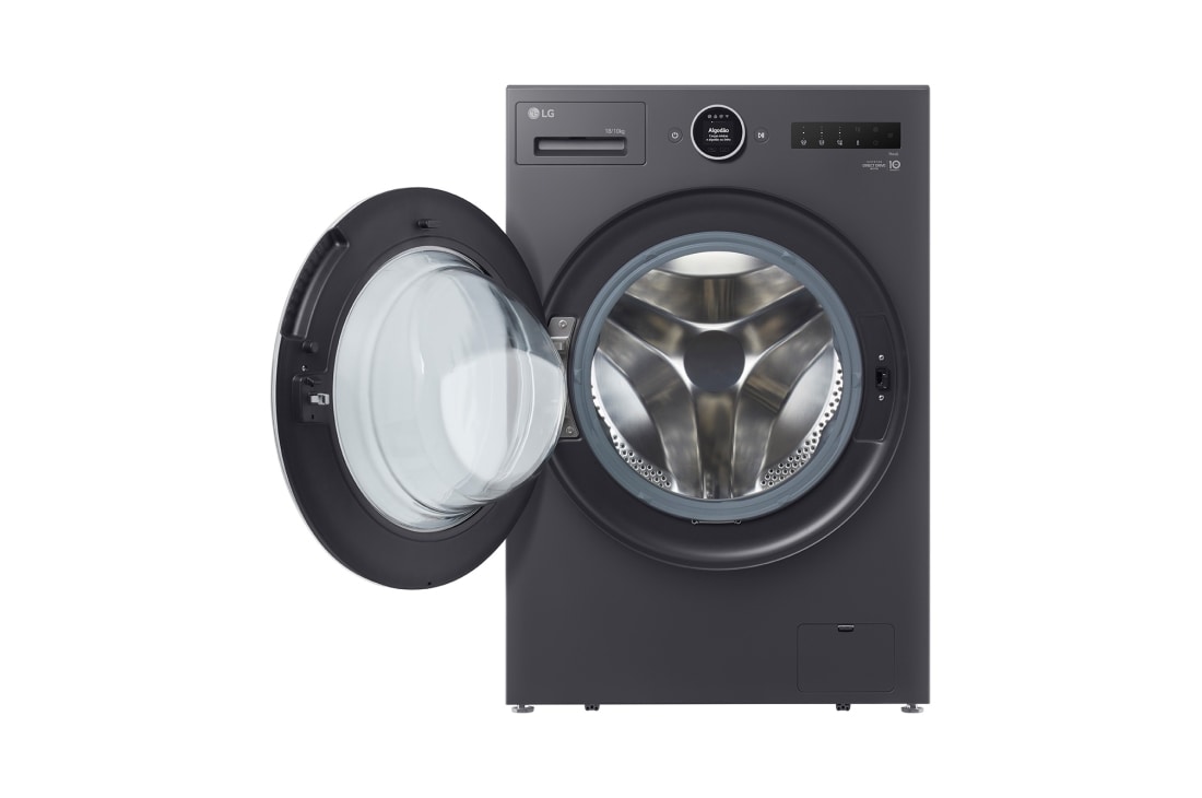 LG Washer Dryer Combo 18/10kg, Direct Drive Motor, Smart Diagnosis, Essence Graphite Color, front open door, WDN1810GRP, thumbnail 2