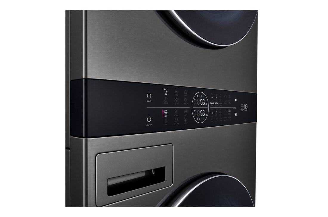 LG Single Unit Front Load 25/20kg LG WashTower™ with Centre Control™, Black Steel color, Panel detail View, WT2520BRK, thumbnail 9