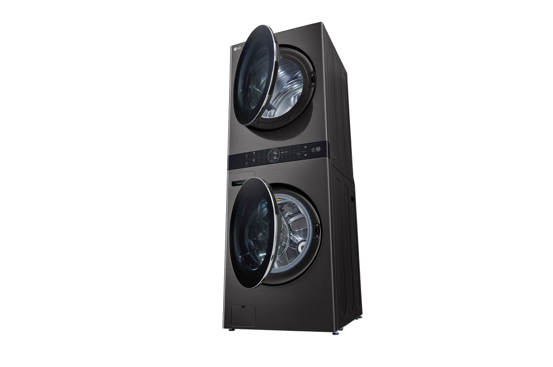 LG Single Unit Front Load 25/20kg LG WashTower™ with Centre Control™, Black Steel color, Right Side View , WT2520BRK, thumbnail 11