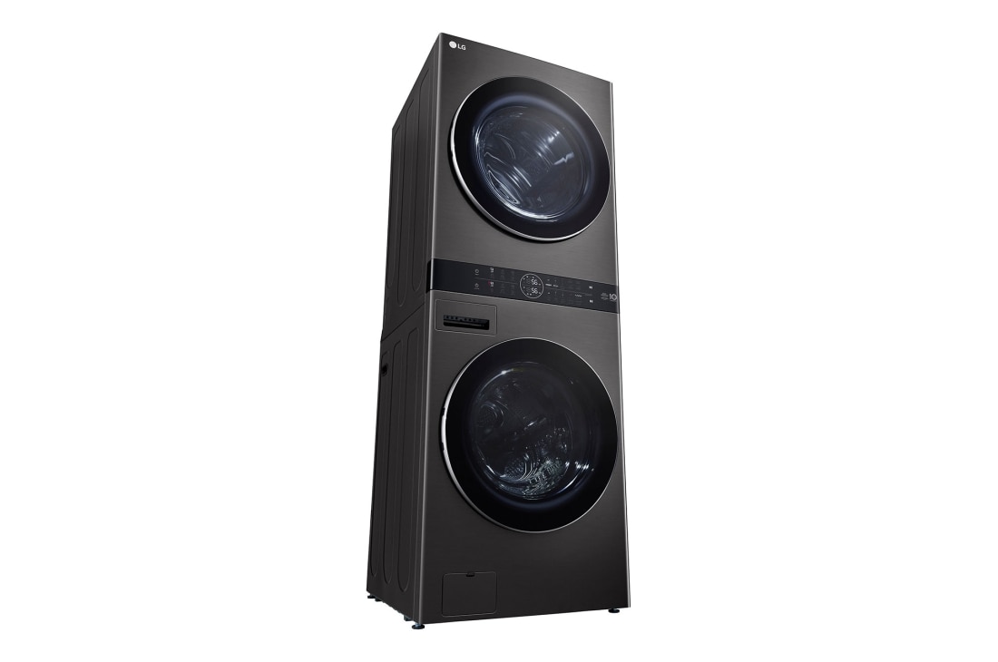 LG Single Unit Front Load 25/20kg LG WashTower™ with Centre Control™, Black Steel color, Right Side open View, WT2520BRK, thumbnail 13
