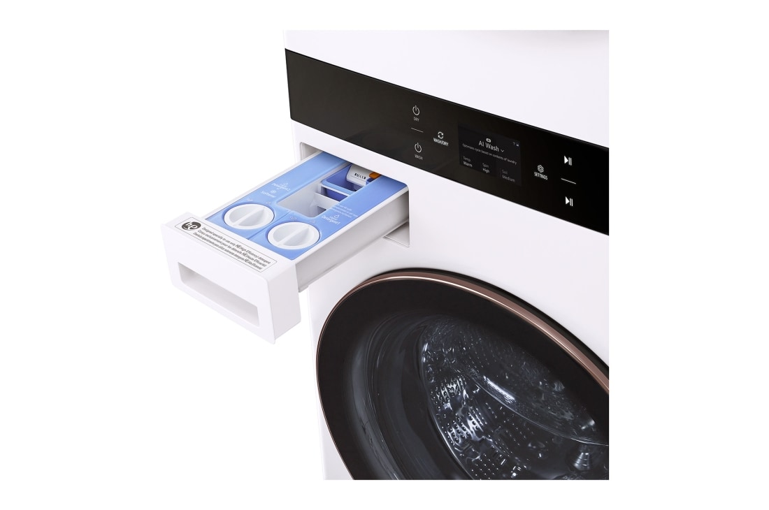 LG Single Unit Front Load 25/20kg LG WashTower™ with Centre Control™, White color, Right Side View , WT2520WRK, thumbnail 11