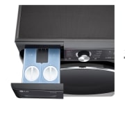 LG Washer Dryer Combo 13/7kg, Direct Drive Motor, Smart Diagnosis, Platinum Black  Color, front drawer open, WDR1307PBP, thumbnail 7