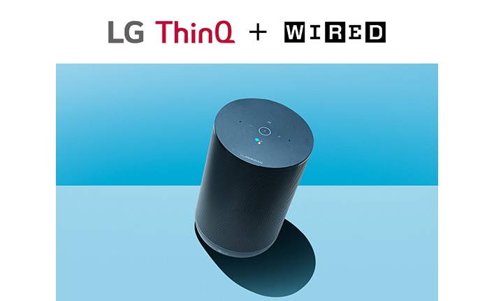 LG XBoom AI ThinQ speaker is showing up on blue background color