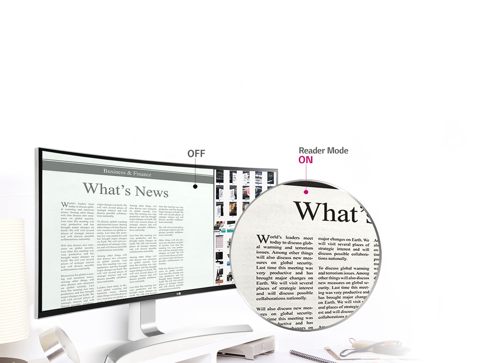 Visual Comfort with Reader Mode<br>1