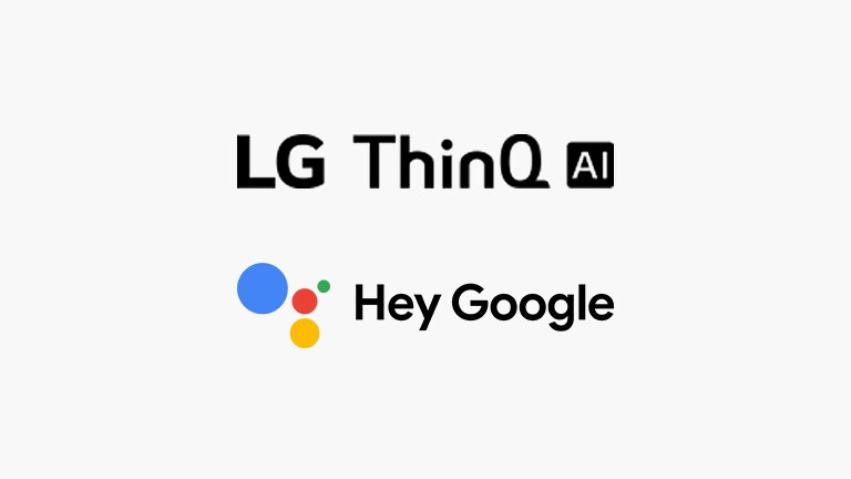 This card describes voice commands. LG ThinQ AI logo, Hey Google logo were placed.