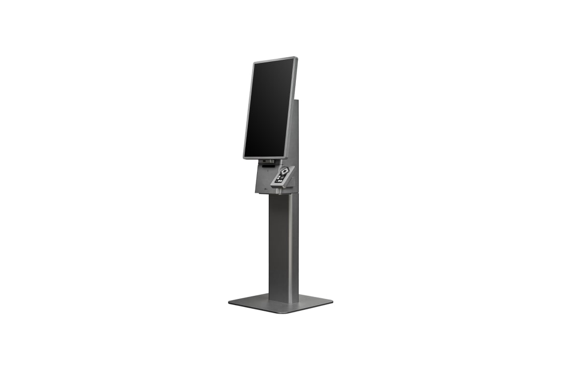 LG Kiosk, -45 degree side view with tactile keypad (Portrait mode, Floor Stand), 27KC3P-M, thumbnail 7