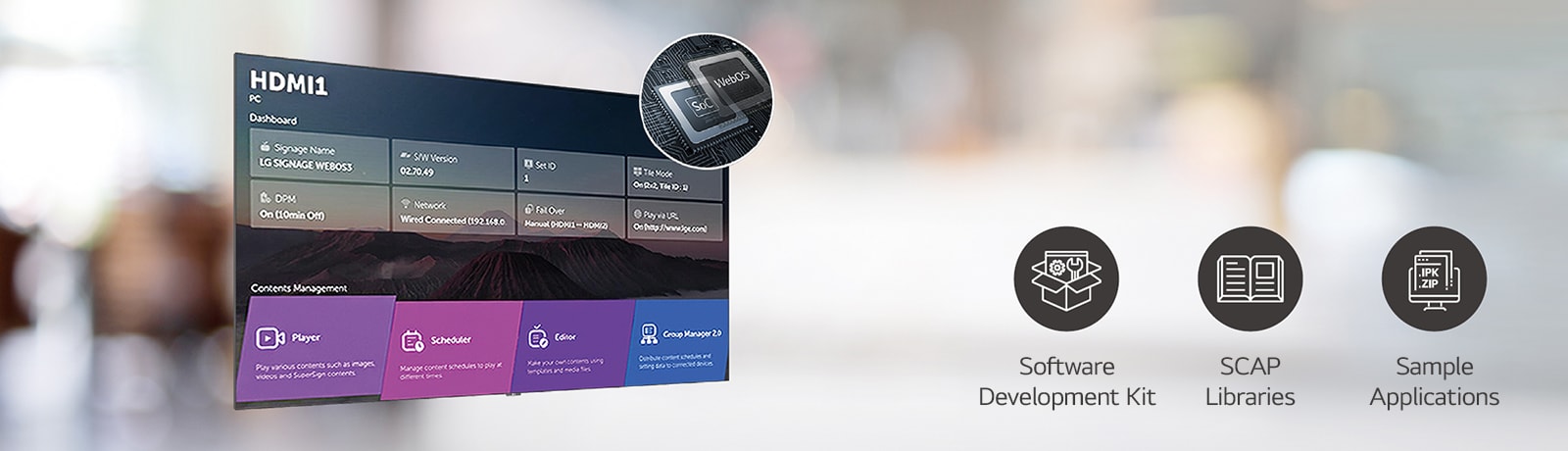 Several tasks that can be performed simultaneously are arranged through the LG webOS smart platform.