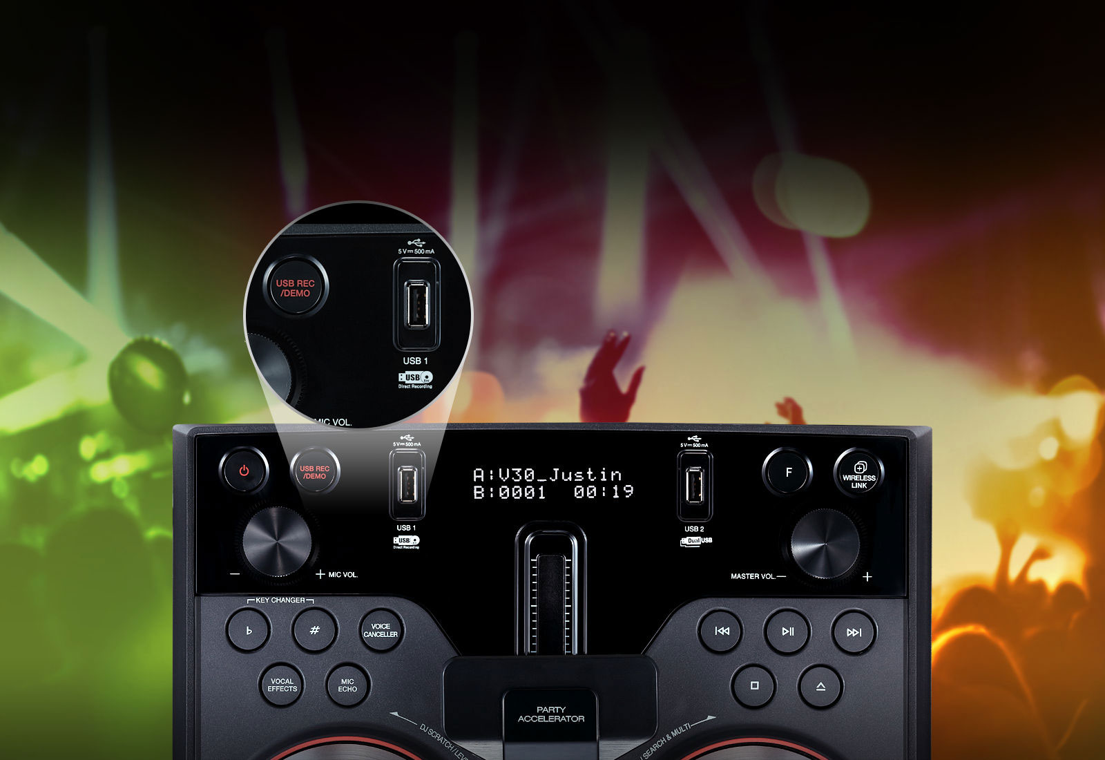 Dual USB with DJ Sharing<br>1