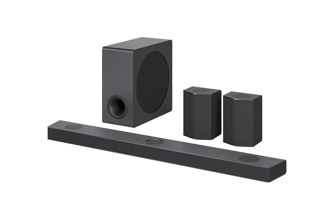 LG Soundbar S95QR, Front view with sub woofer and rear speakers, S95QR