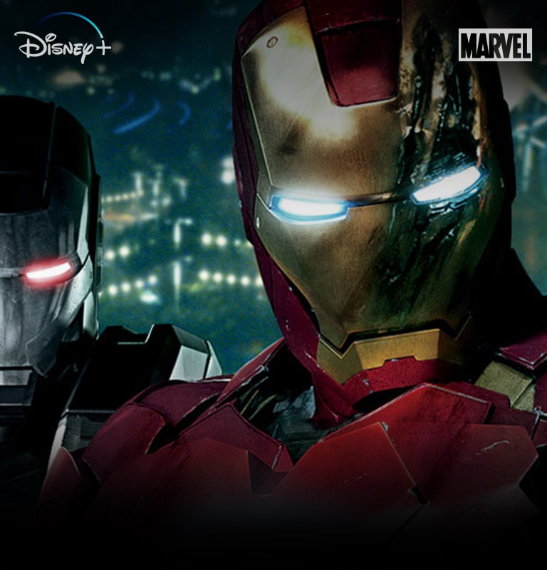 A close-up headshot of Ironman and War Machine looking intense (scroll down the page)