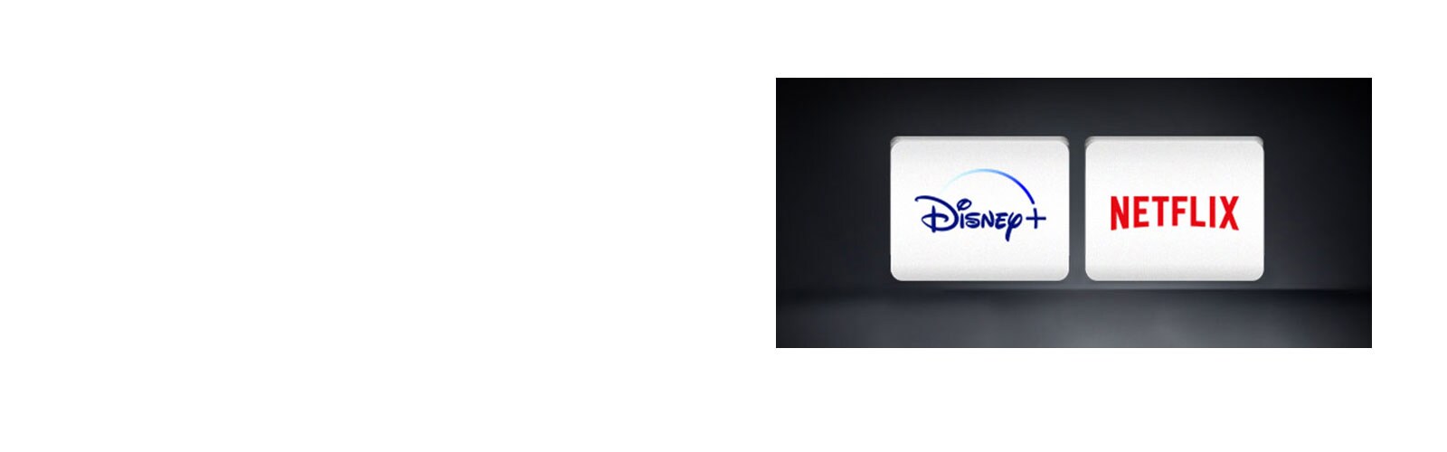 The LG Channels logo, the Netflix logo, the Disney+ logo, the Apple TV logo are arranged horizontally in the black background.