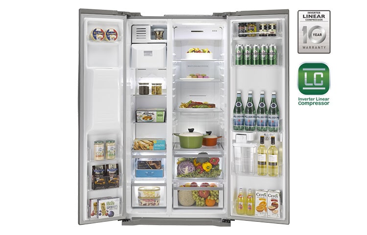 LG 567L Shiny Steel Side by Side Refrigerators, GC-L207GLQV, thumbnail 2