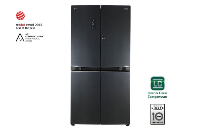 LG 601L Luminous Black Side by Side Fridge, GF-D6011LB, thumbnail 1