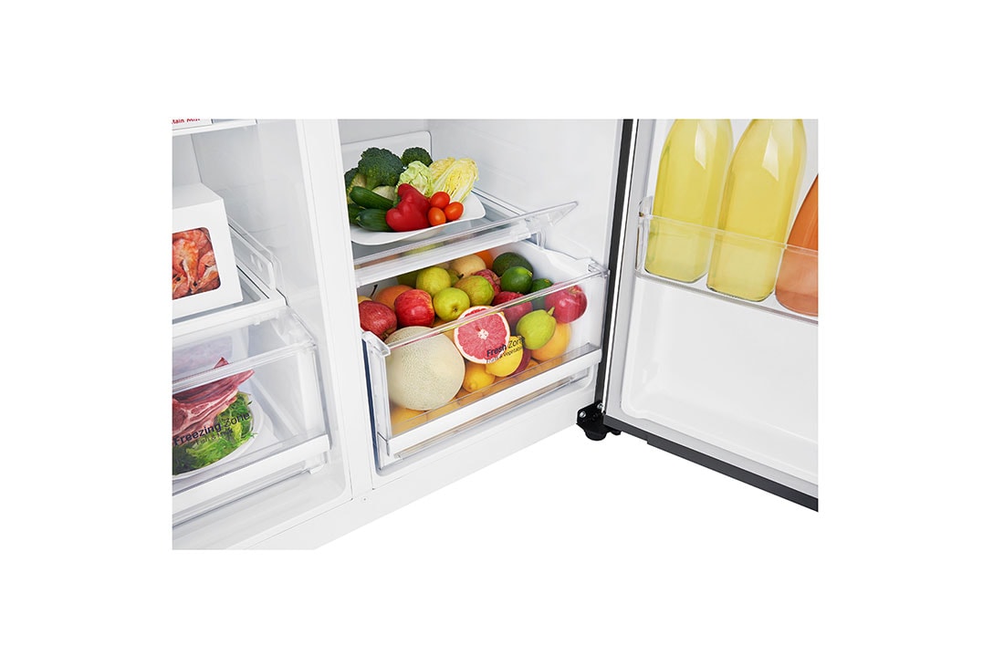 LG 613L Dark Grapite Side-by-Side Refrigerator, shelf view, GS-B6181DS, thumbnail 8
