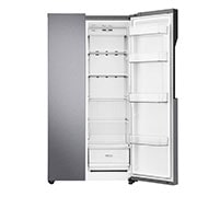 LG 613L Dark Grapite Side-by-Side Refrigerator, front left door open view, GS-B6181DS, thumbnail 2