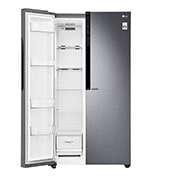 LG 613L Dark Grapite Side-by-Side Refrigerator, front right door open view, GS-B6181DS, thumbnail 3