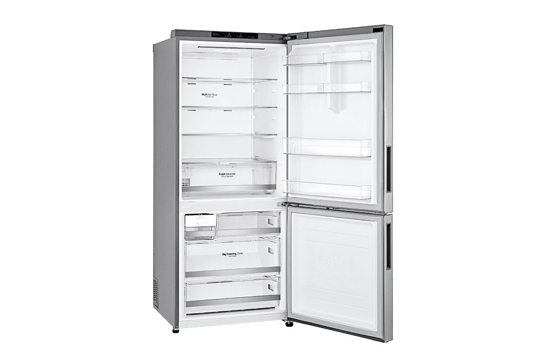 LG 454L Bottom Freezer Refrigerators with Inverter Linear Compressor in Platinum Silver, GB-B4059PZ left side view open door, GB-B4059PZ, thumbnail 10