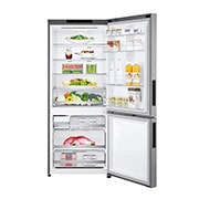 LG 454L Bottom Freezer Refrigerators with Inverter Linear Compressor in Platinum Silver, GB-B4059PZ front view door open, GB-B4059PZ, thumbnail 2