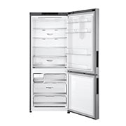 LG 454L Bottom Freezer Refrigerators with Inverter Linear Compressor in Platinum Silver, GB-B4059PZ front view door open, GB-B4059PZ, thumbnail 3