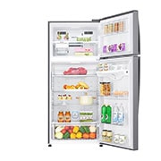 LG 547L Top Freezer with Inverter Linear Compressor in Platinum Silver, GT-M5097PZ front view with food, GT-M5097PZ, thumbnail 2