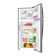 LG 547L Top Freezer with Inverter Linear Compressor in Platinum Silver, GT-M5097PZ front view with food, GT-M5097PZ, thumbnail 3