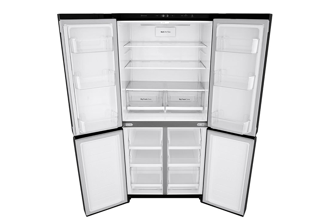 LG 594L Multi Door Refrigerator with Smart Inverter Linear Compressor in Matt Black, door open view, GF-B4532MC, thumbnail 12