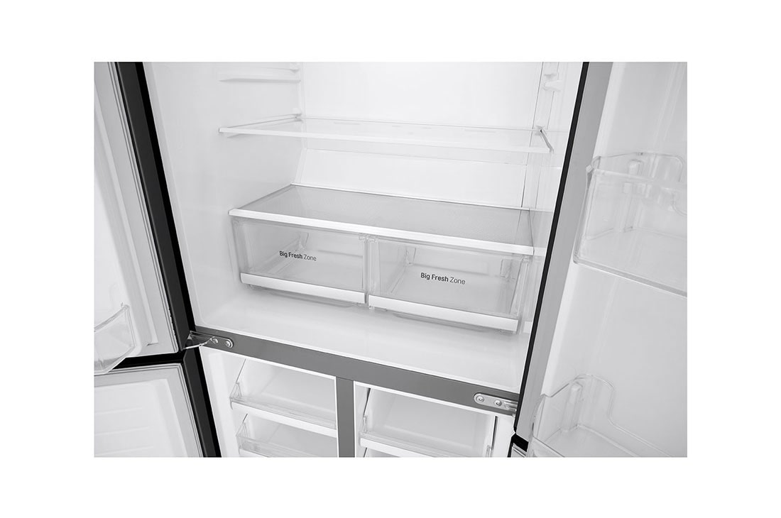 LG 594L Multi Door Refrigerator with Smart Inverter Linear Compressor in Matt Black, detail view, GF-B4532MC, thumbnail 8
