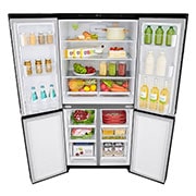 LG 594L Multi Door Refrigerator with Smart Inverter Linear Compressor in Matt Black, door open with food view, GF-B4532MC, thumbnail 11