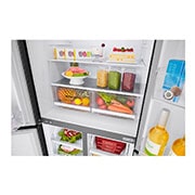 LG 594L Multi Door Refrigerator with Smart Inverter Linear Compressor in Matt Black, detail view with food, GF-B4532MC, thumbnail 7