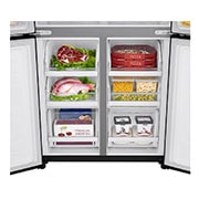 LG 594L Multi Door Refrigerator with Smart Inverter Linear Compressor in Matt Black, detail view with food, GF-B4532MC, thumbnail 9