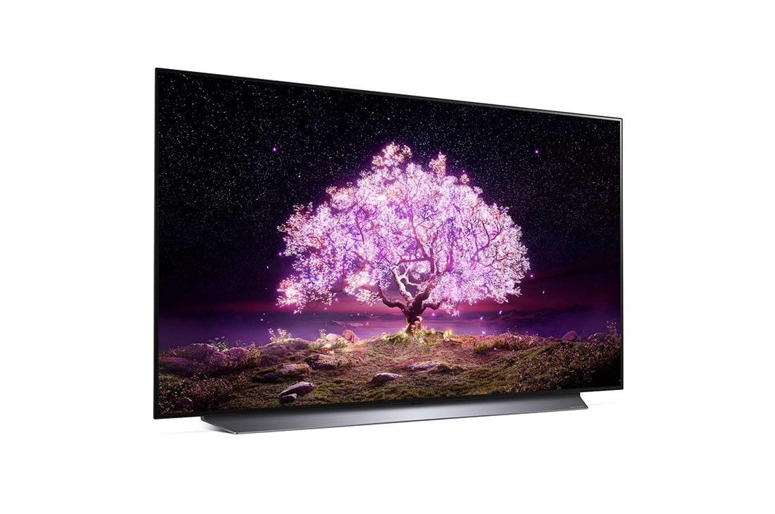 LG C1 55 inch 4K Smart OLED TV, 15 degree side view, OLED55C1PTB, thumbnail 6