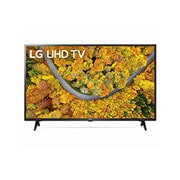 LG UP7550 43'' UHD 4K TV, A front view of the LG UHD TV with infill image and product logo on, 43UP7550PTC, thumbnail 1