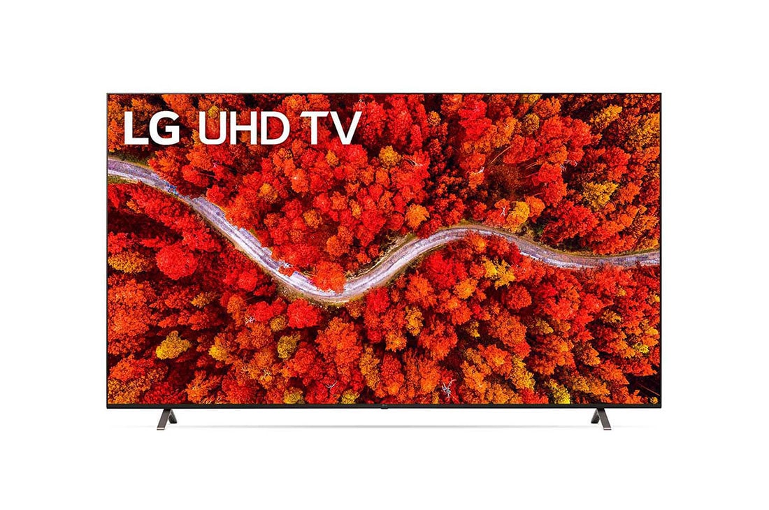 LG UP8000 86'' UHD 4K TV, front view with infill image, 86UP8000PTB