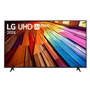 LG UHD TV AI UT80 65 inch 4K Smart TV 2024 | Magic Remote | Wall Mounted | TV Stand | Ultra HD 4K resolution | AI ThinQ™, Front view of LG UHD TV, UT80 with text of LG UHD AI ThinQ, 2024, and webOS Re:New Program logo on screen, 65UT8050PSB, thumbnail 1