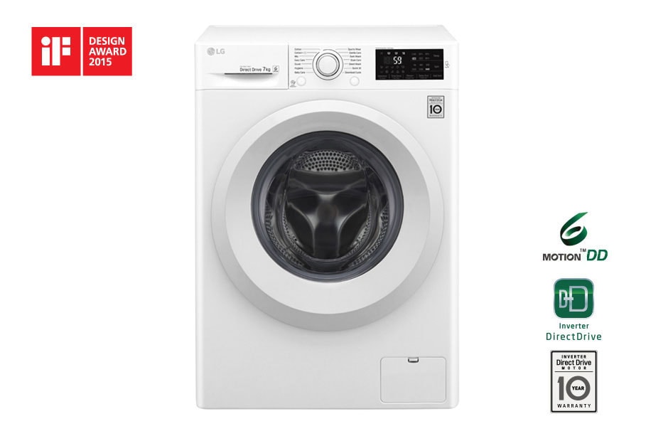 LG 7kg 6 Motion™ Inverter Direct Drive™ Front Load Washing Machine, FC1207N5W