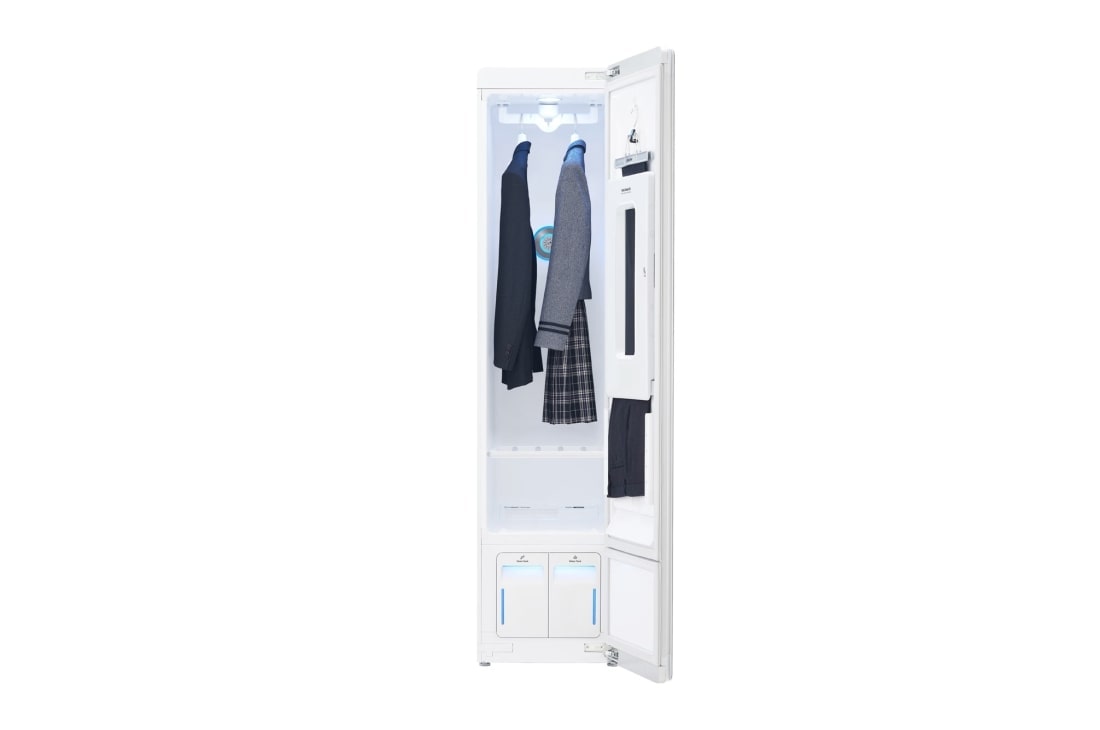 LG Styler™ with SmartThinQ™, 5.2kg, White, Front door open with cloths, S3WF, thumbnail 7