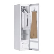 LG Styler™ with SmartThinQ™, 5.2kg, White, Left view door open with cloths, S3WF, thumbnail 8