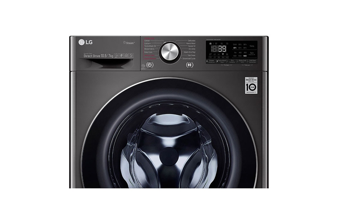 LG 10.5/7kg, AI Direct Drive Front Load Washer Dryer, FV1450H2K-Front Detail, FV1450H2K, thumbnail 4