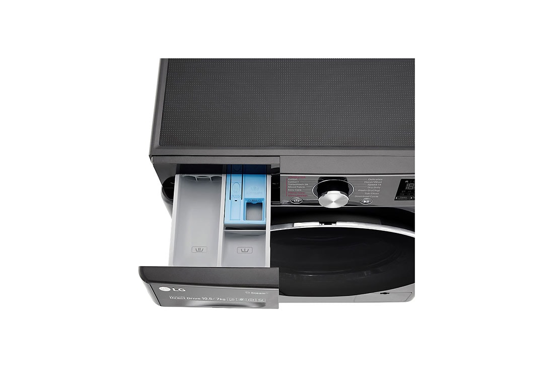 LG 10.5/7kg, AI Direct Drive Front Load Washer Dryer, FV1450H2K-Drawer Open Detail, FV1450H2K, thumbnail 6