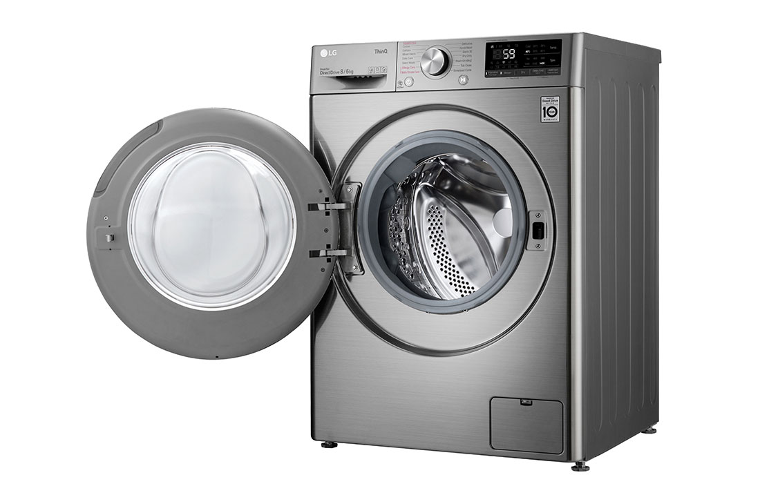 LG 8/6kg, AI DD™ Front Load Washer Dryer, Right side  door open view, FV1408H4V, thumbnail 12