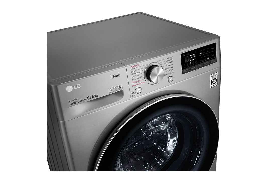 LG 8/6kg, AI DD™ Front Load Washer Dryer, Side top panel view, FV1408H4V, thumbnail 4