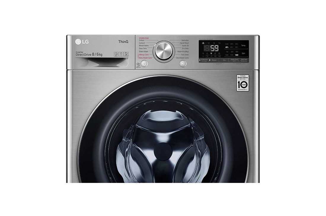 LG 8/6kg, AI DD™ Front Load Washer Dryer, Panel view, FV1408H4V, thumbnail 5