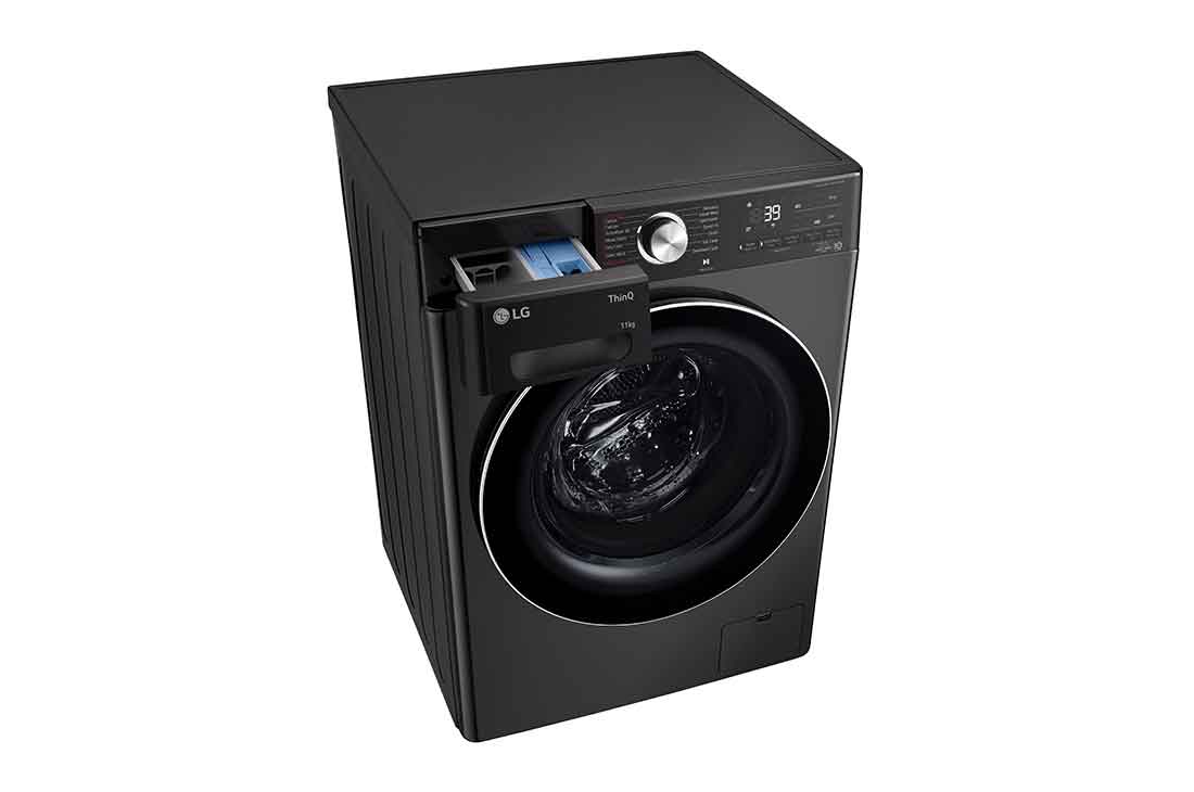LG 11kg, AI Direct Drive Front Load Washing Machine, Top perspective view with detergent port, FV1411S2B, thumbnail 9