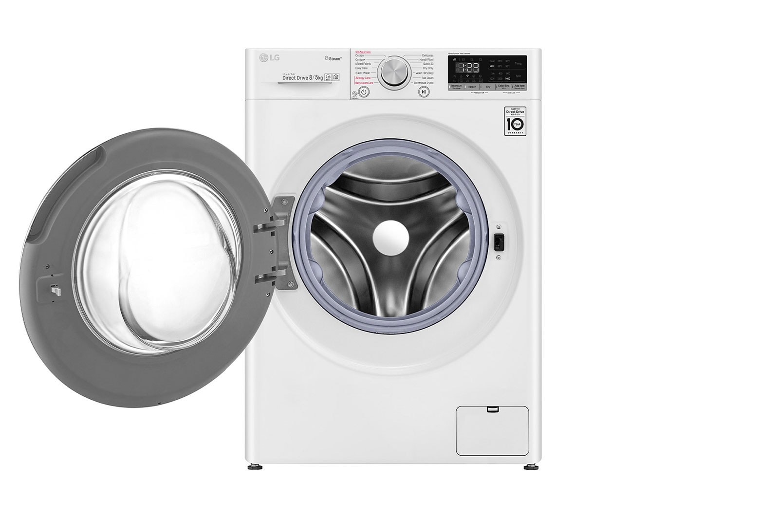 LG 7KG Front Load Washing Machine with AIDD, Front view with door open, FV1207S4W, thumbnail 2