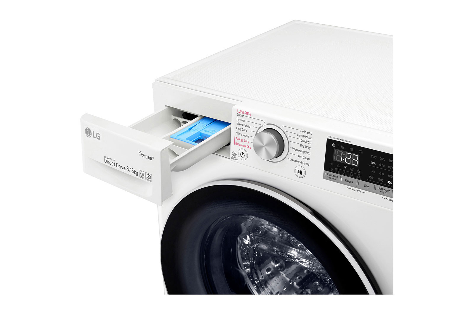 LG 7KG Front Load Washing Machine with AIDD, Detergent port view, FV1207S4W, thumbnail 6