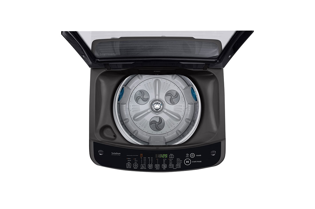 LG Smart Inverter Top Load Washing Machine, 11KG, Black, Top view with door open, T2311VSAB, thumbnail 4