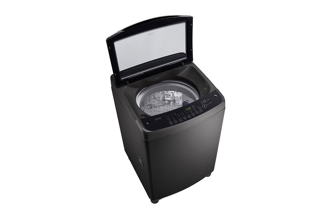 LG Smart Inverter Top Load Washing Machine, 11KG, Black, Left top view with door open, T2311VSAB, thumbnail 8